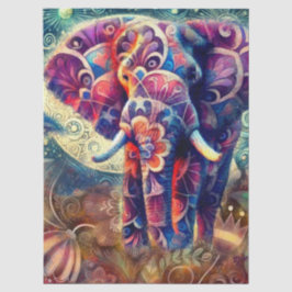 Whimsical Elephant at Night Stars Moon Decoupage Tissuepapier
