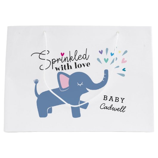 Whimsical Elephant Baby Sprinkle Groot Cadeauzakje (Voorkant)