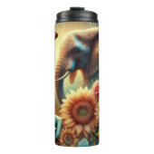 Whimsical Elephant beroemd gemaakt door Floral Fan Thermosbeker (Voorkant)