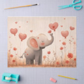Whimsical Elephant Calf Valentijn Decoupage Tissuepapier (Craft)