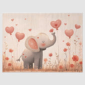 Whimsical Elephant Calf Valentijn Decoupage Tissuepapier (Voorkant)