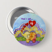Whimsical Elephant Child's Party Button (Voorkant /achterkant)