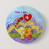 Whimsical Elephant Child's Party Button (Voorkant)