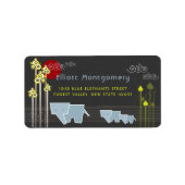 Whimsical Elephant Family in Forest Address Etiket (Voorkant)