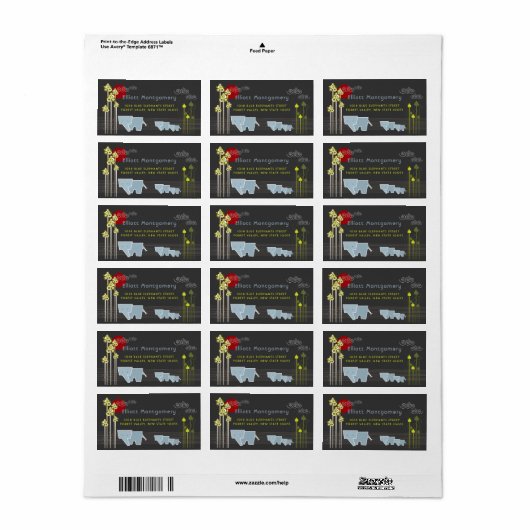 Whimsical Elephant Family in Forest Address Etiket (Full Sheet)