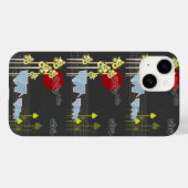 Whimsical Elephant Family in Forest & Red Sun Case-Mate iPhone Case (Achterkant (horizontaal))