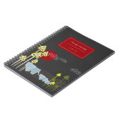 Whimsical Elephant Family in Forest & Red Sun Notitieboek (Linkerzijde)