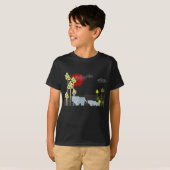 Whimsical Elephant Family in Forest & Red Sun T-shirt (Voorkant volledig)