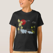 Whimsical Elephant Family in Forest & Red Sun T-shirt (Voorkant)