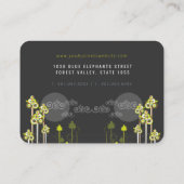 Whimsical Elephant Family in Forest & Red Sun Visitekaartje (Achterkant)