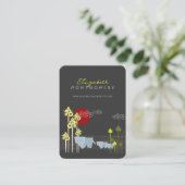 Whimsical Elephant Family in Forest & Red Sun Visitekaartje (Staand voorkant)