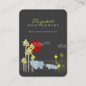 Whimsical Elephant Family in Forest & Red Sun Visitekaartje (Voorkant)