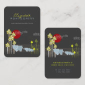 Whimsical Elephant Family in Forest & Red Sun Visitekaartje (Voorkant / Achterkant)