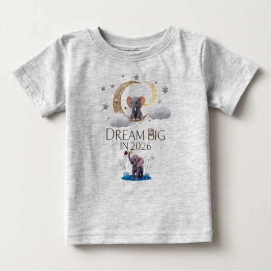 Whimsical Elephant Moon "Dream Big 2026" Baby Fine (Voorkant)