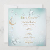 Whimsical Elephant, Moon & Stars Baby shower Kaart (Achterkant)