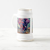 Whimsical Elephant Night Stars Maan gepersonalisee Bierpul (Voorkant links)