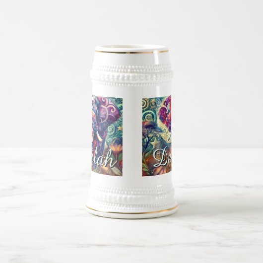 Whimsical Elephant Night Stars Maan gepersonalisee Bierpul (Center)