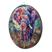 Whimsical Elephant Night Stars Maan gepersonalisee Dartbord (Voorkant Rechts)