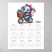 Whimsical Elephant op een Fiets 2025 Muur Kalender Poster (Voorkant)