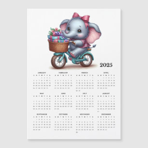 Whimsical Elephant op een fiets Magneet Kalender