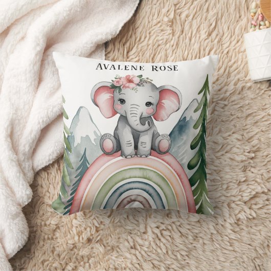 Whimsical Elephant Rainbow Baby shower Favoriet Kussen (Deken)