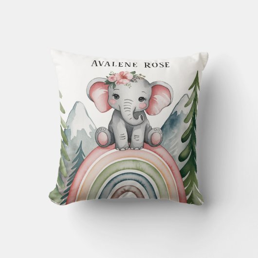 Whimsical Elephant Rainbow Baby shower Favoriet Kussen (Voorkant)