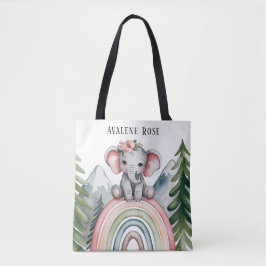 Whimsical Elephant Rainbow Baby shower Favoriet Tote Bag