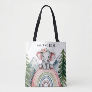 Whimsical Elephant Rainbow Baby shower Favoriet Tote Bag