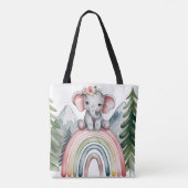 Whimsical Elephant Rainbow Baby shower Favoriet Tote Bag (Achterkant)