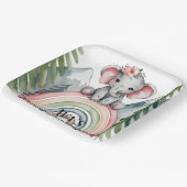Whimsical Elephant Rainbow Baby shower Papieren Bordje (Gebogen)