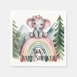 Whimsical Elephant Rainbow Baby shower Servet