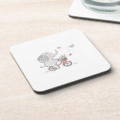Whimsical Elephant Riding Bike – Kinder dierendesi Bier Onderzetter (Linkerzijde)