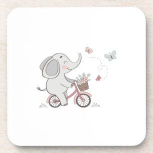 Whimsical Elephant Riding Bike – Kinder dierendesi Bier Onderzetter