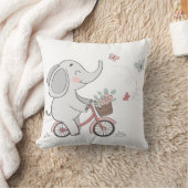 Whimsical Elephant Riding Bike – Kinder dierendesi Kussen (Deken)