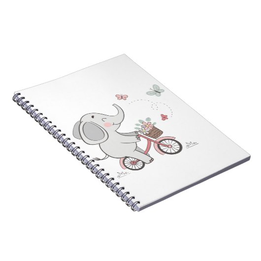 Whimsical Elephant Riding Bike – Kinder dierendesi Notitieboek (Rechterzijde)