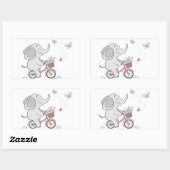 Whimsical Elephant Riding Bike – Kinder dierendesi Rechthoekige Sticker (Vel)