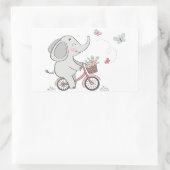 Whimsical Elephant Riding Bike – Kinder dierendesi Rechthoekige Sticker (Tas)