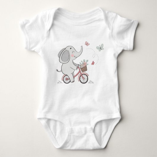 Whimsical Elephant Riding Bike – Kinder dierendesi Romper (Voorkant)
