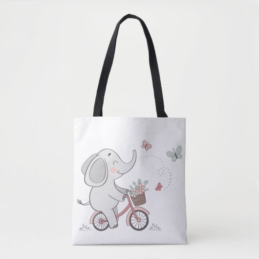 Whimsical Elephant Riding Bike – Kinder dierendesi Tote Bag (Voorkant)