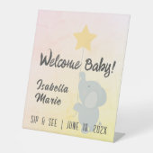 Whimsical Elephant Sip & See Reclamebord Met Voetstuk (Voorkant)