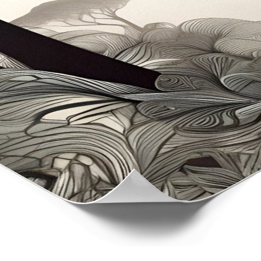 Whimsical Elephant Sketch - Zwart & Wit met een Poster (Hoek)