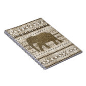 Whimsical Elephant Tribal Pattern on Wood Design Notitieboek (Rechterzijde)