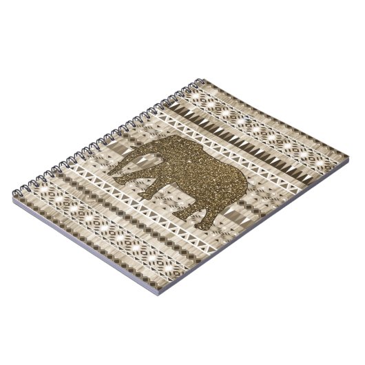 Whimsical Elephant Tribal Pattern on Wood Design Notitieboek (Linkerzijde)