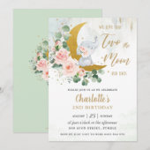 Whimsical Elephant Two the Moon 2e verjaardag Kaart (Voorkant / Achterkant)