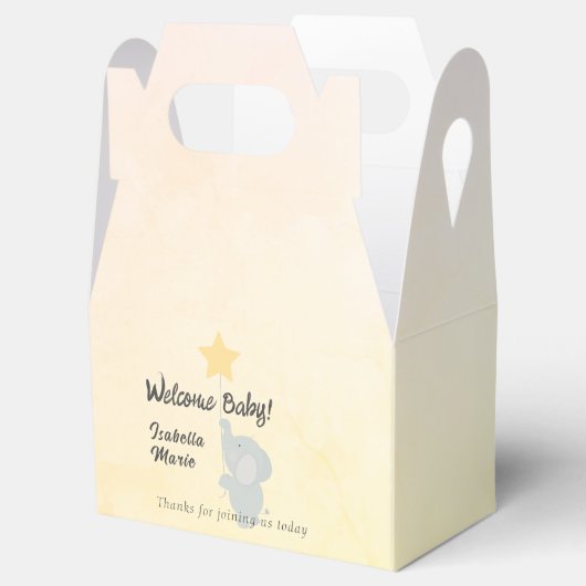 Whimsical Elephant Welcome Baby Bedankdoosjes (Geopend)