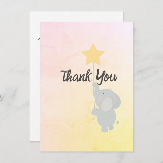 Whimsical Elephant Welcome Baby Bedankkaart (Voorkant / Achterkant)