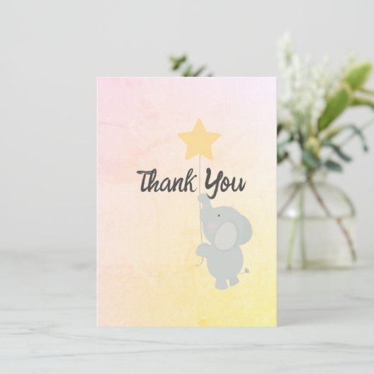Whimsical Elephant Welcome Baby Bedankkaart (Staand voorkant)