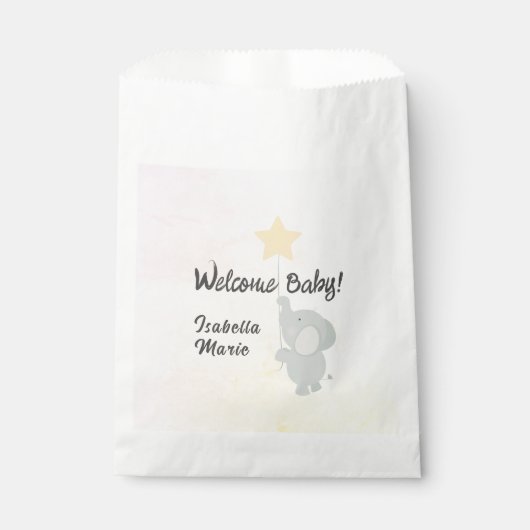 Whimsical Elephant Welcome Baby Bedankzakje (Voorkant)