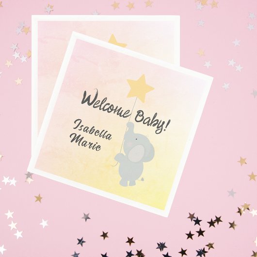 Whimsical Elephant Welcome Baby Servet