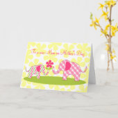 Whimsical Elephants Eerste Moederdag Kaart (Gele Bloem)